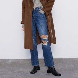 Zara straight leg ripped jeans 00